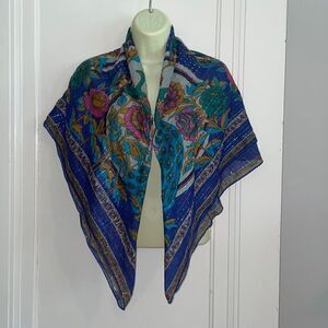 Boho peacock scarf with metallic threads
